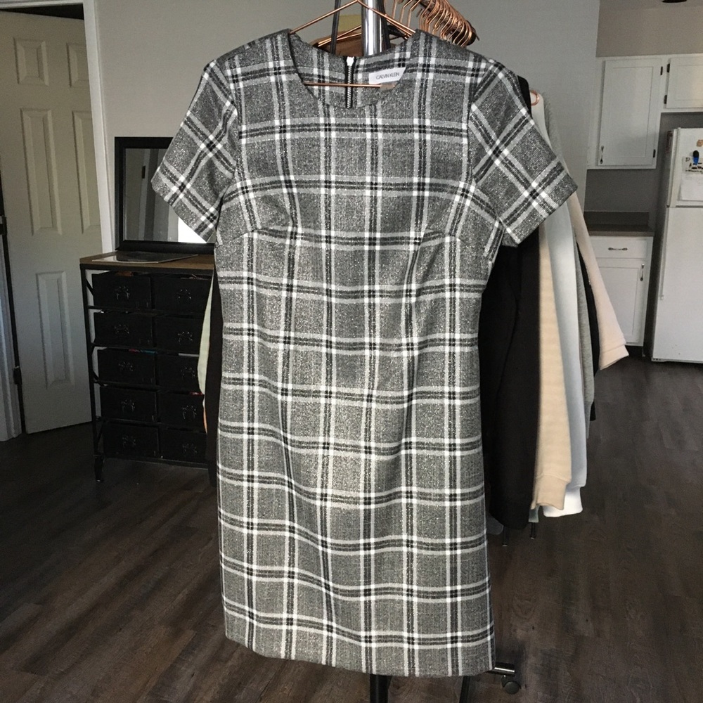 Calvin Klein Plaid Shift Dress: Size 2, XS